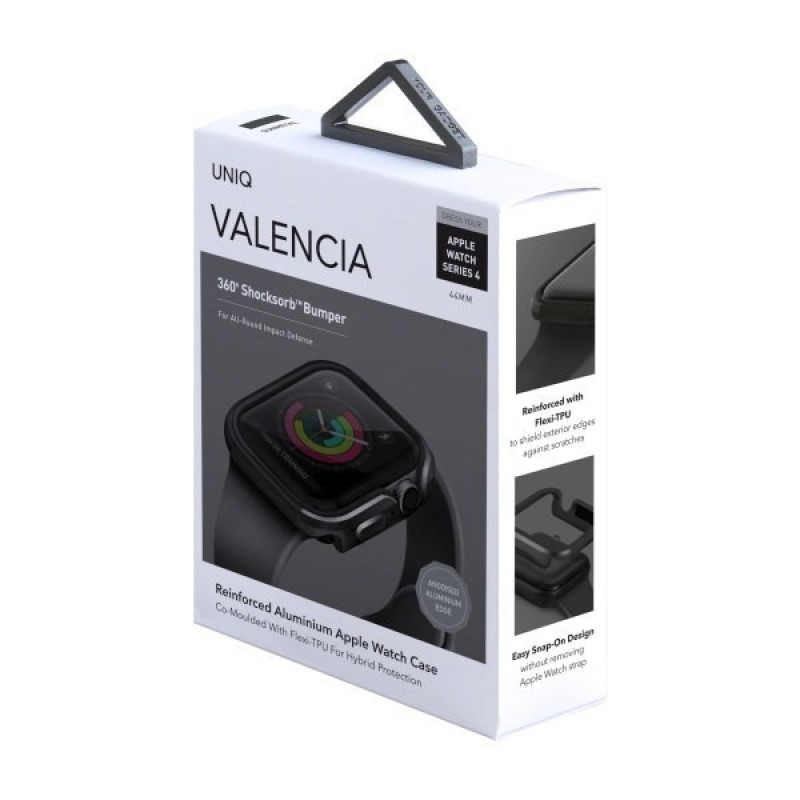 UNIQ Valencia Hülle für Apple Watch Series 4/5/6/SE 44 mm, Gunmetal Grey