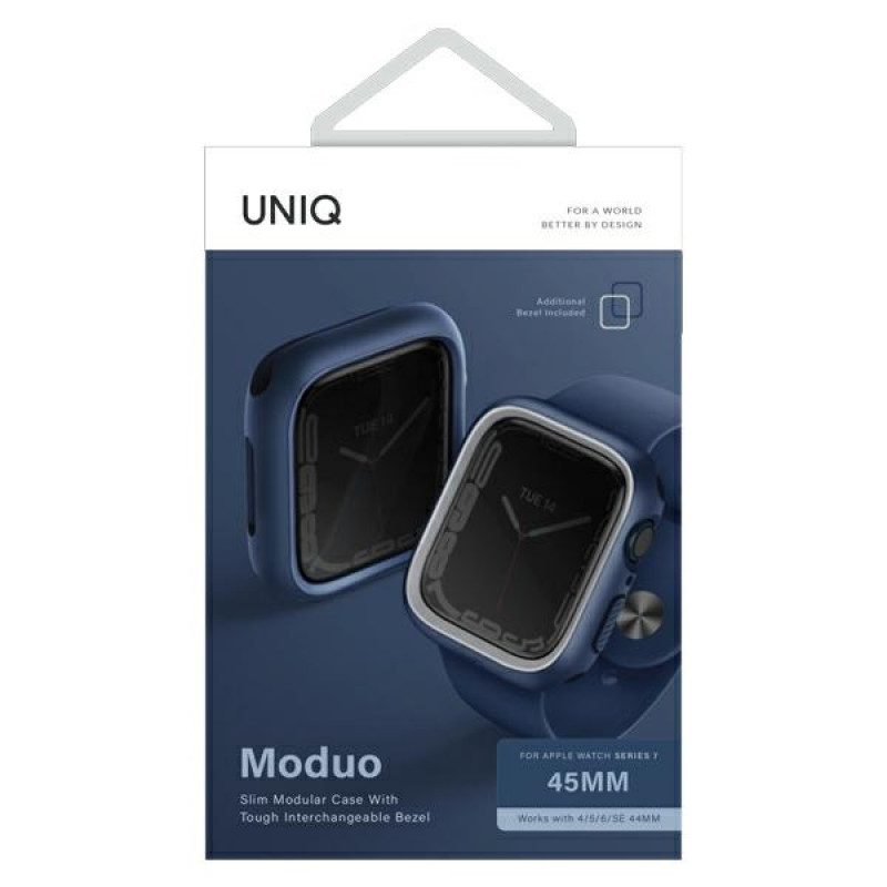 UNIQ Moduo Hülle für Apple Watch 4/5/6/7/8/9/SE 44/45 mm, Blau-Grau