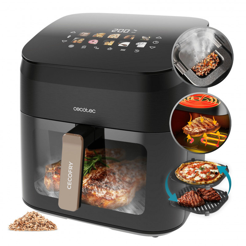 Cecotec Cecofry&Grill Smokin' 8500 Heißluftfritteuse, 8,5 L, 2200 W, Schwarz