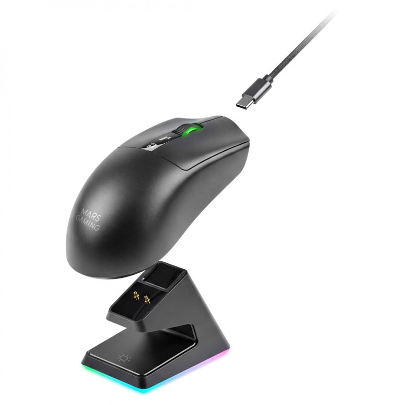 Mars Gaming MMW-ELITE kabellose Gaming-Maus, 20000 DPI, Bluetooth 5.4, 2.4 GHz, Schwarz