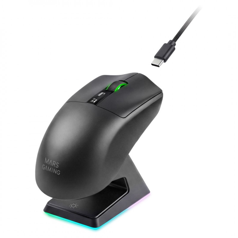 Mars Gaming MMW-ELITE kabellose Gaming-Maus, 20000 DPI, Bluetooth 5.4, 2.4 GHz, Schwarz