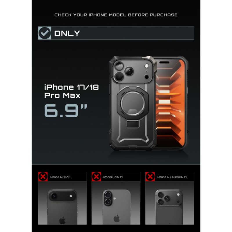 Supcase UB Grip Mag MagSafe Hülle für Apple iPhone 17 Pro Max / 18 Pro Max, Schwarz