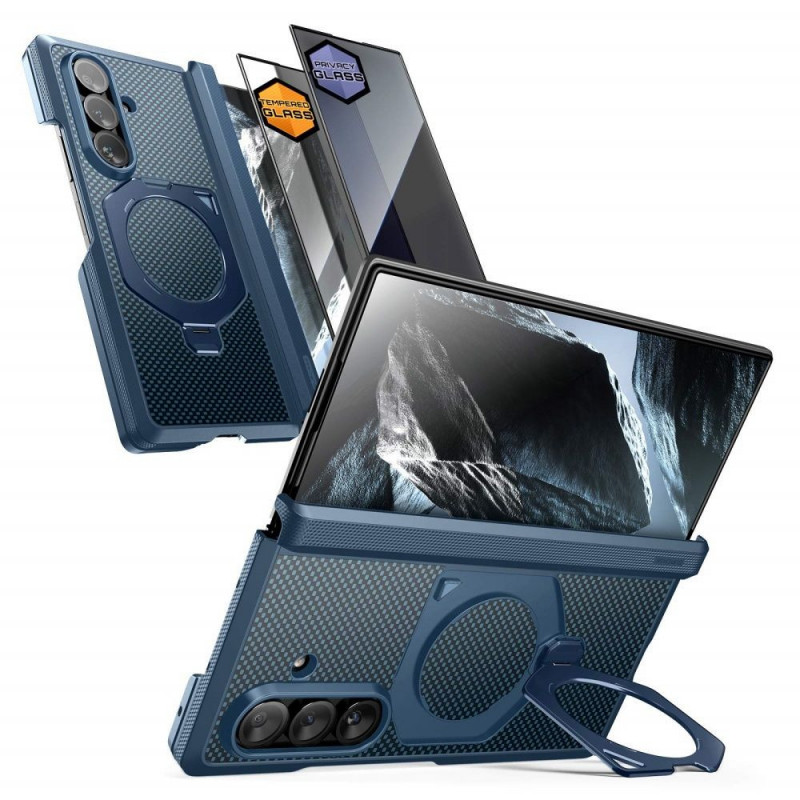 Supcase UB Aero MagSafe Hülle für Samsung Galaxy Z Fold 8 Ultra mit gehärtetem Glas und Privacy-Glas, Aramid Blue