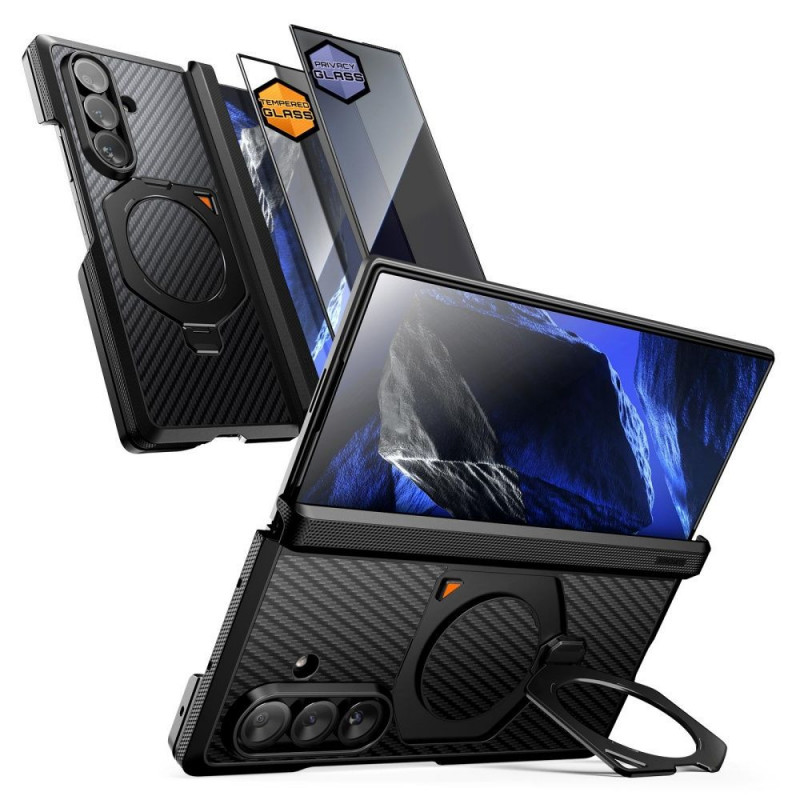 Supcase UB Aero MagSafe Hülle für Samsung Galaxy Z Fold 8 Ultra mit gehärtetem Glas und Privacy-Glas, Aramid Black