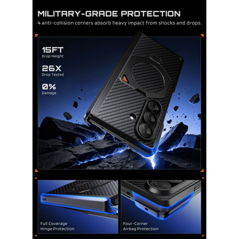 Supcase UB Aero MagSafe Hülle für Samsung Galaxy Z Fold 8 Ultra mit gehärtetem Glas und Privacy-Glas, Aramid Black