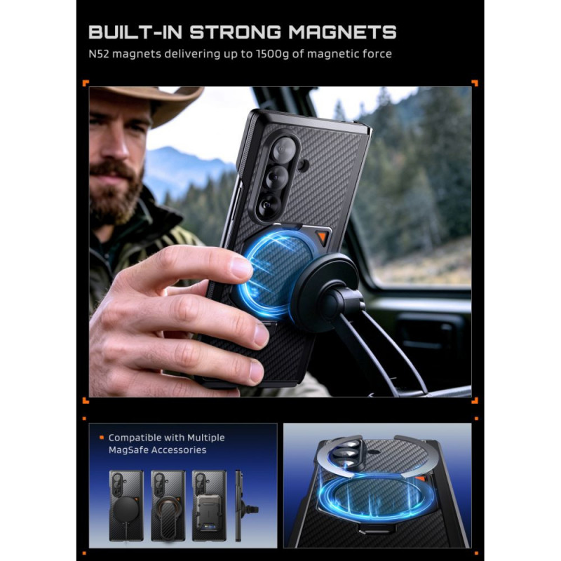 Supcase UB Aero MagSafe Hülle für Samsung Galaxy Z Fold 8 Ultra mit gehärtetem Glas und Privacy-Glas, Aramid Black