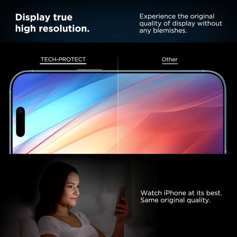 Tech-Protect Quick Set+ Displayschutzfolie aus gehärtetem Glas für Apple iPhone 16 Pro, Schwarz (2 Stk.)