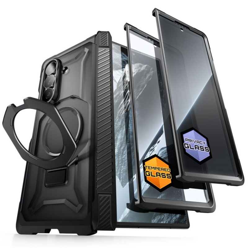 Supcase UB Grip Mag MagSafe Hülle für Samsung Galaxy Z Fold 8 mit gehärtetem Glas und Privacy Glas, Schwarz