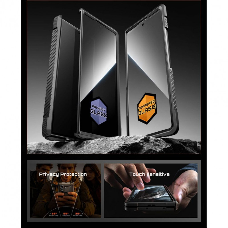 Supcase UB Grip Mag MagSafe Hülle für Samsung Galaxy Z Fold 8 mit gehärtetem Glas und Privacy Glas, Schwarz