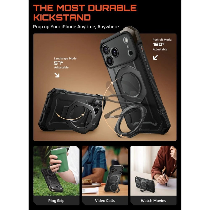 Supcase Unicorn Beetle Grip Mag MagSafe Hülle für Apple iPhone 17 Pro Max, Schwarz