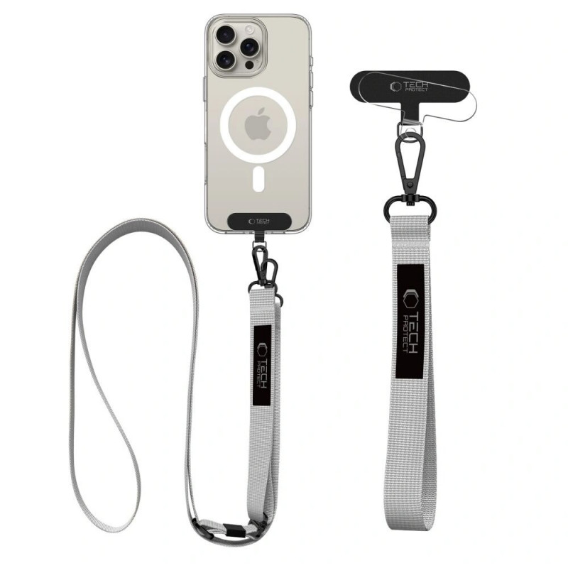 Tech-Protect C6S Rope Crossbody Crayon Grey Handy-Umhängeband-Set
