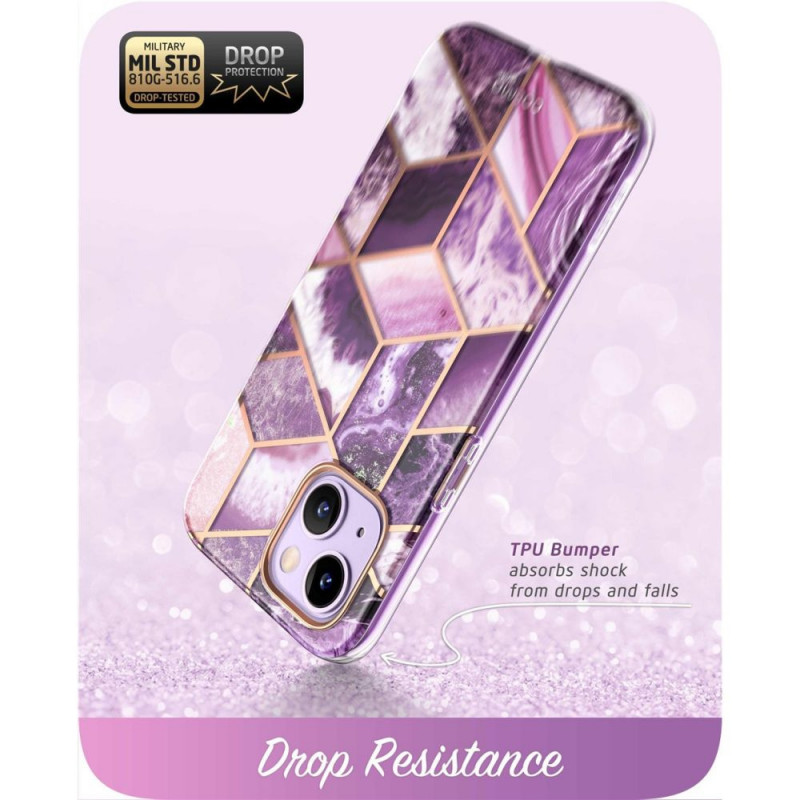 Supcase Cosmo Hülle für Apple iPhone 14 Plus / 15 Plus, Marble Purple