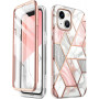 Supcase Cosmo Hülle für Apple iPhone 14 Plus / 15 Plus, Pink Marble