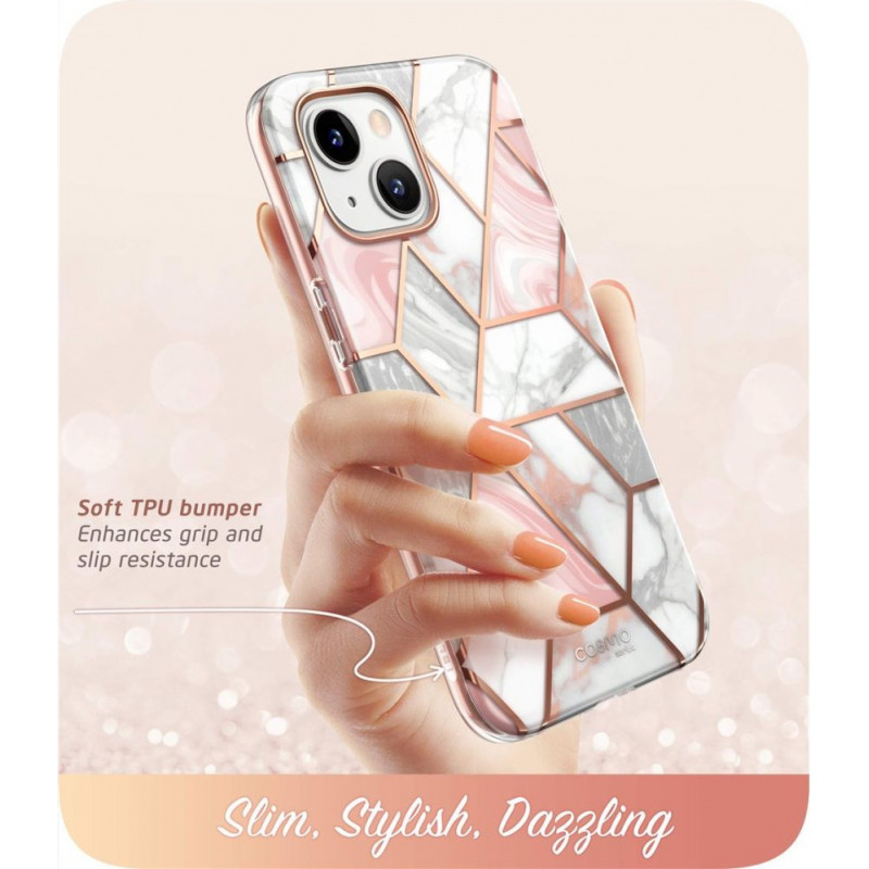 Supcase Cosmo Hülle für Apple iPhone 14 Plus / 15 Plus, Pink Marble