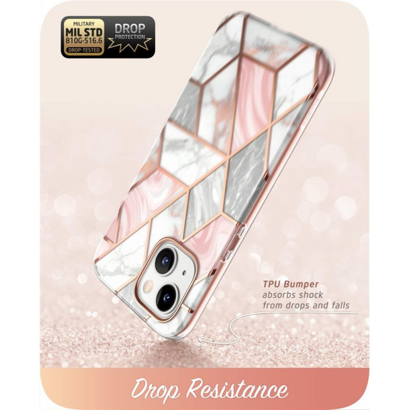 Supcase Cosmo Hülle für Apple iPhone 14 Plus / 15 Plus, Pink Marble