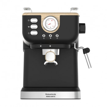 Taurus Onyx Moka 1050 W 20 bar Espressomaschine mit Holzgehäuse, Holz/Schwarz/Silber