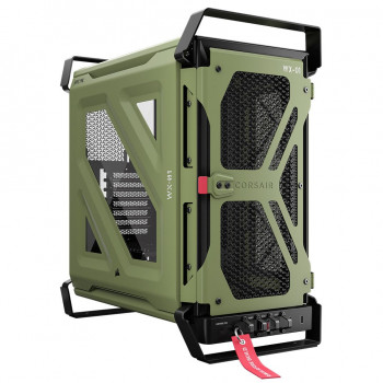 Corsair WARTHOG Performance Mid-Tower Gehäuse CC-9011350-WW, E-ATX, Seitenwand aus gehärtetem Glas, Grün