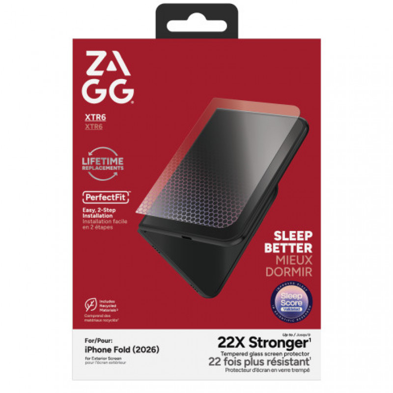 ZAGG InvisibleShield Glass XTR6 Displayschutzfolie für Apple iPhone Duo (Außendisplay) ZAG348