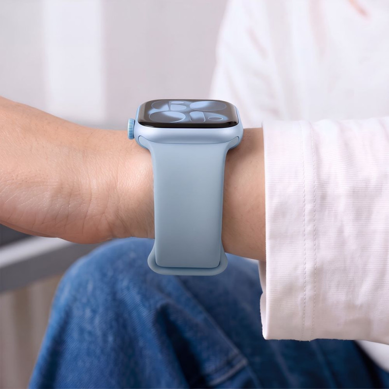 Tech-Protect Silikonarmband für Apple Watch 8 / 9 / 10 / 11 / 12 / SE / Ultra 44/45/46/49 mm, Blue Jeans