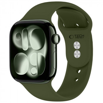 Tech-Protect Silikonarmband für Apple Watch 8 / 9 / 10 / 11 / 12 / SE / Ultra 44/45/46/49 mm, Olive Green