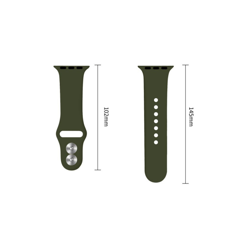 Tech-Protect Silikonarmband für Apple Watch 8 / 9 / 10 / 11 / 12 / SE / Ultra 44/45/46/49 mm, Olive Green