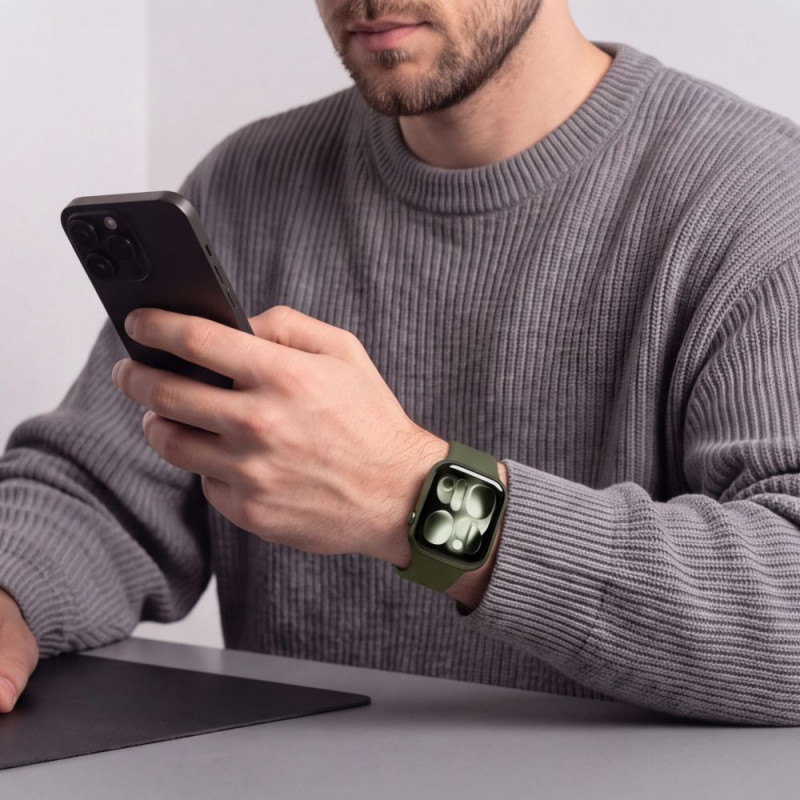 Tech-Protect Silikonarmband für Apple Watch 8 / 9 / 10 / 11 / 12 / SE / Ultra 44/45/46/49 mm, Olive Green