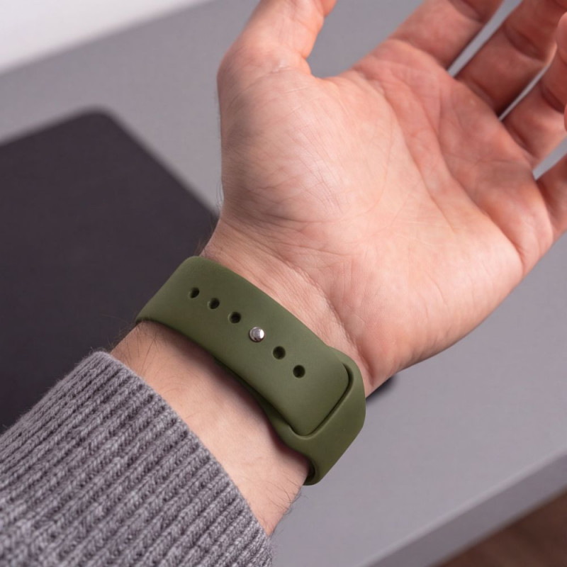 Tech-Protect Silikonarmband für Apple Watch 8 / 9 / 10 / 11 / 12 / SE / Ultra 44/45/46/49 mm, Olive Green