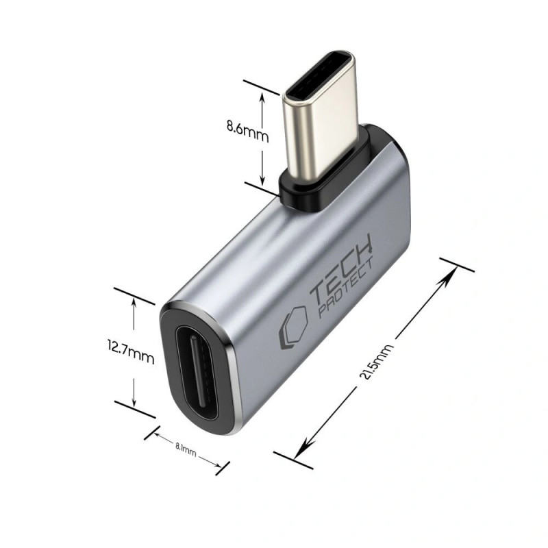 Tech-Protect UltraBoost AA01 gewinkelter Adapter USB-C, Grau