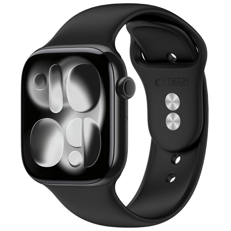 Tech-Protect Silikonarmband für Apple Watch 8 / 9 / 10 / 11 / 12 / SE / Ultra 44/45/46/49 mm, Schwarz