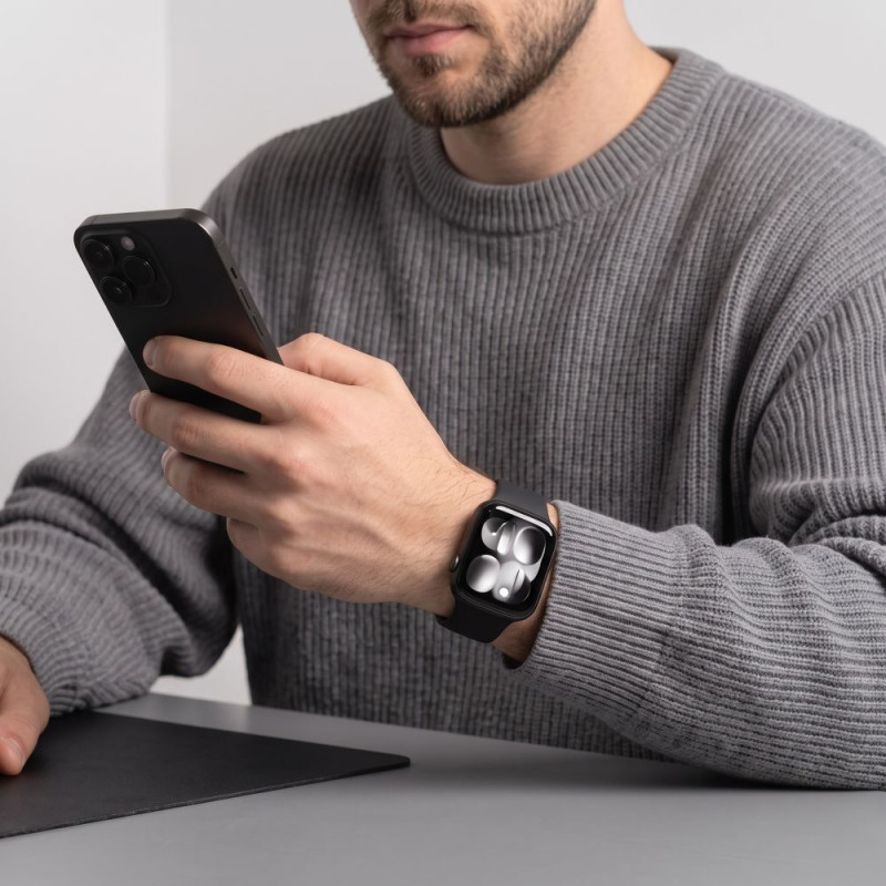 Tech-Protect Silikonarmband für Apple Watch 8 / 9 / 10 / 11 / 12 / SE / Ultra 44/45/46/49 mm, Schwarz
