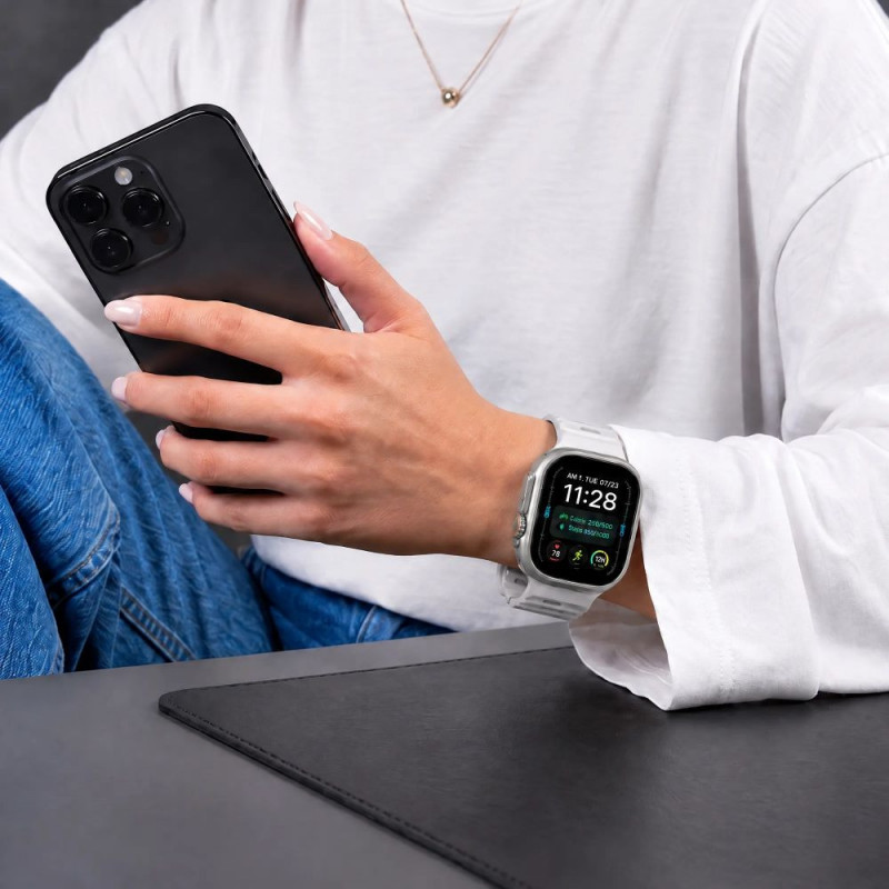 Tech-Protect Silicone Line Apple Watch 8 / 9 / 10 / 11 / 12 / SE / Ultra 44/45/46/49 mm Armband, Lunar Grey