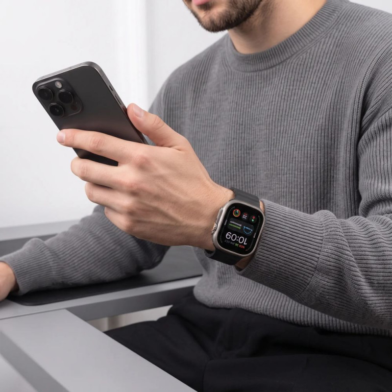 Tech-Protect Silicone Line Apple Watch 8 / 9 / 10 / 11 / 12 / SE / Ultra 44/45/46/49 mm Armband, Schwarz