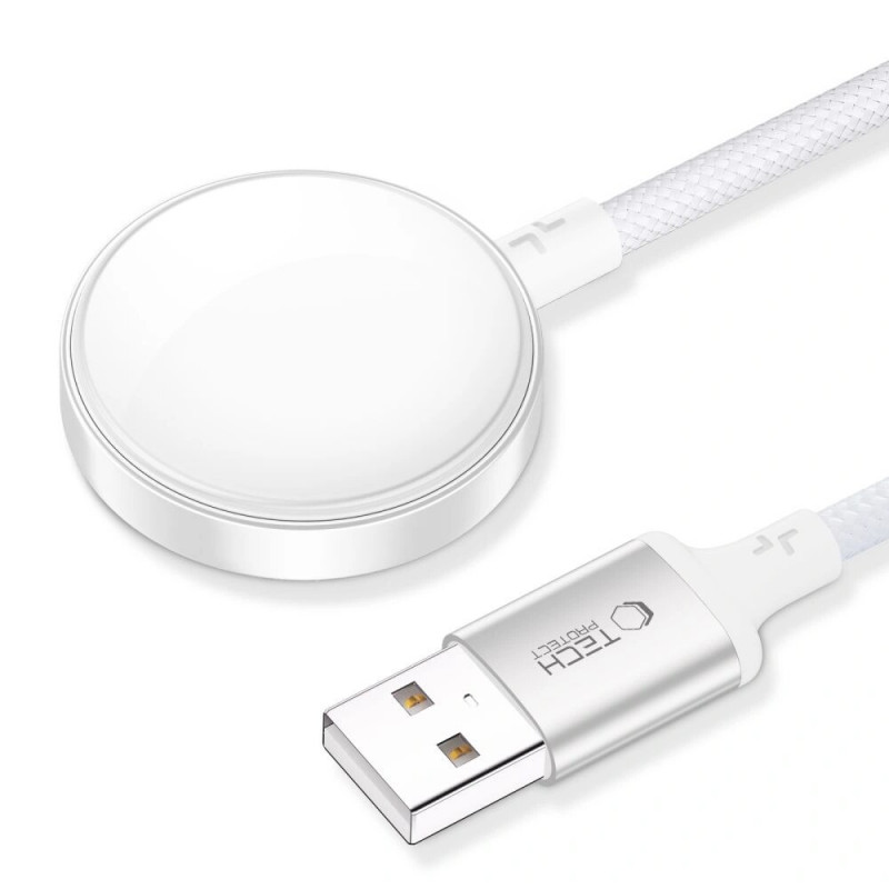 Tech-Protect MC02 UltraBoost Magnetisches Ladegerät USB-A Kabel 100 cm für Apple Watch, Weiß
