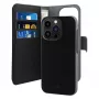 Puro Wallet Detachable MagSafe 2in1 Hülle aus PU-Leder mit Klappe und Wallet für iPhone 14 Pro Max, Schwarz