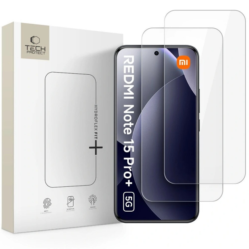 Tech-Protect Hydroflex Fit+ Hydrogel-Folie für Xiaomi Redmi Note 15 Pro+ Plus 5G / POCO M8 Pro (2 Stk.), transparent