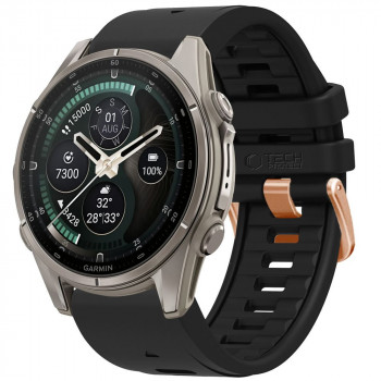 Tech-Protect Silikon-Armband für Garmin Fenix 5s / 5s Plus / 6s / 6s Pro / 7s / 8 / 9 / 9 Pro 43 mm, Schwarz