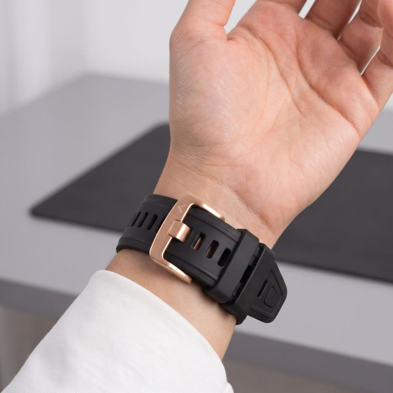 Tech-Protect Silikon-Armband für Garmin Fenix 5s / 5s Plus / 6s / 6s Pro / 7s / 8 / 9 / 9 Pro 43 mm, Schwarz