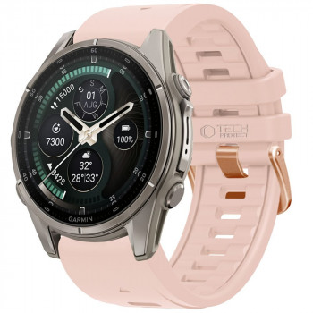 Tech-Protect Silikon-Armband für Garmin Fenix 5s / 5s Plus / 6s / 6s Pro / 7s / 8 / 9 / 9 Pro 43 mm, Powder Pink