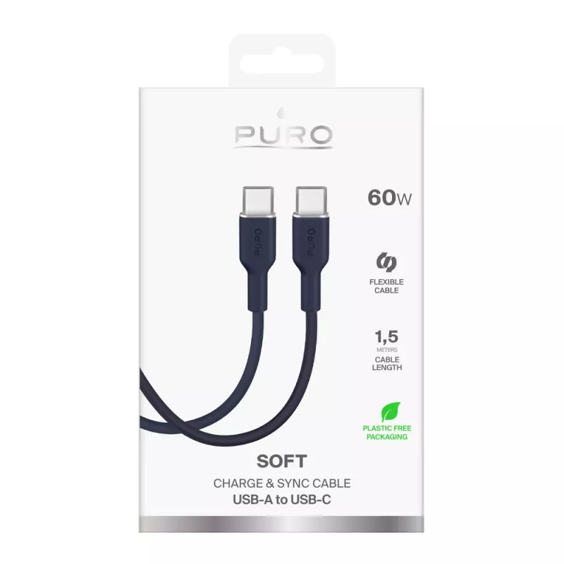 Puro Icon 60W USB-C-auf-USB-C-Kabel 1,5 m, Navy Blue