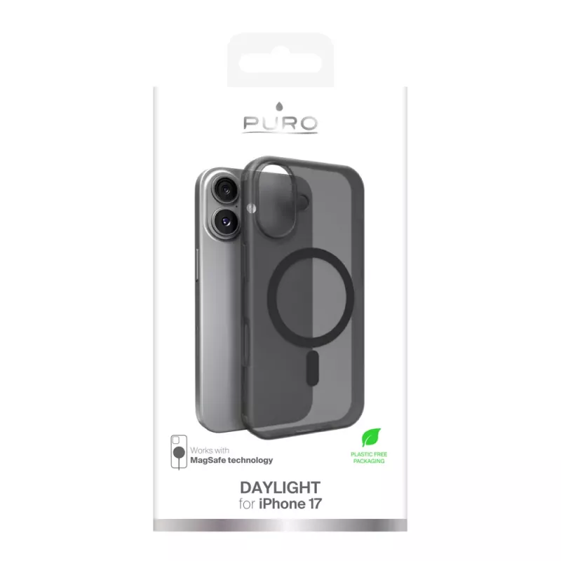 Puro Daylight MagSafe-kompatible Silikonhülle für iPhone 17, Translucent Black