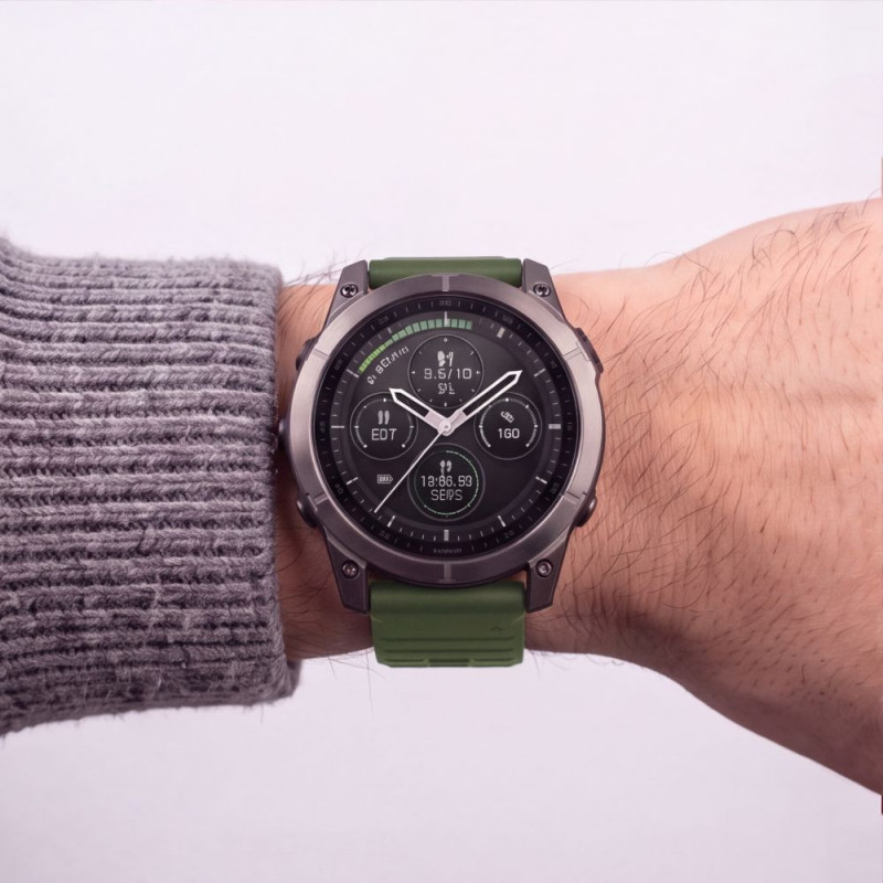 Tech-Protect Silikon-Uhrenarmband für Garmin Fenix 5 / 6 / 6 Pro / 7 / 8 / 8 Pro / E / 9 / 9 Pro 47 mm, Military Green