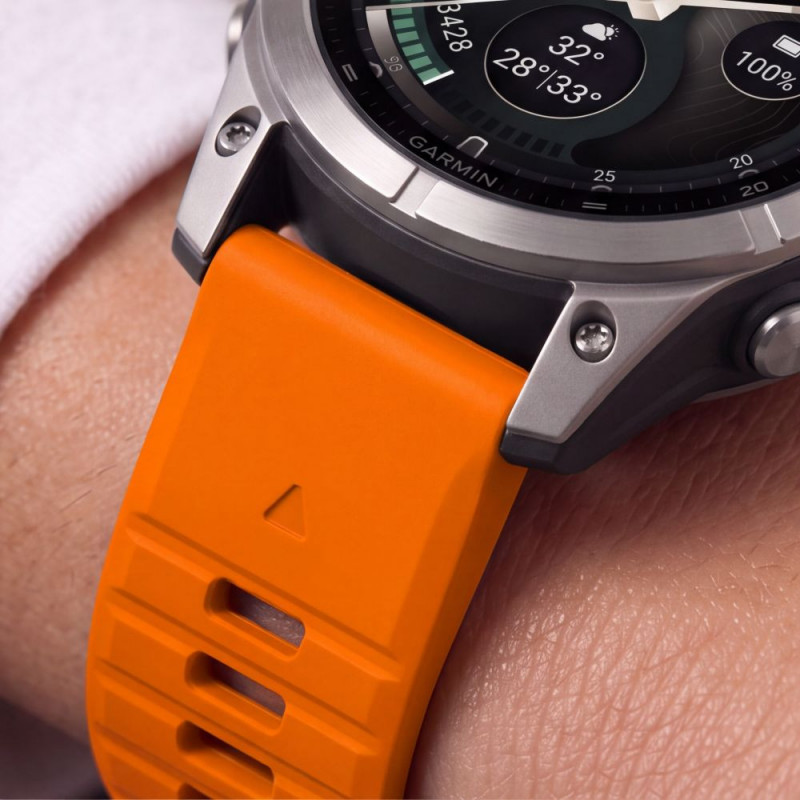Tech-Protect Silikon-Uhrenarmband für Garmin Fenix 5 / 6 / 6 Pro / 7 / 8 / 8 Pro / E / 9 / 9 Pro 47 mm, Signal Orange