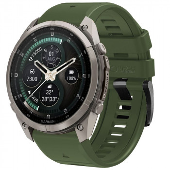 Tech-Protect Silikon-Uhrenarmband für Garmin Fenix 5 / 6 / 6 Pro / 7 / 8 / 8 Pro / E / 9 / 9 Pro 51 mm, Military Green