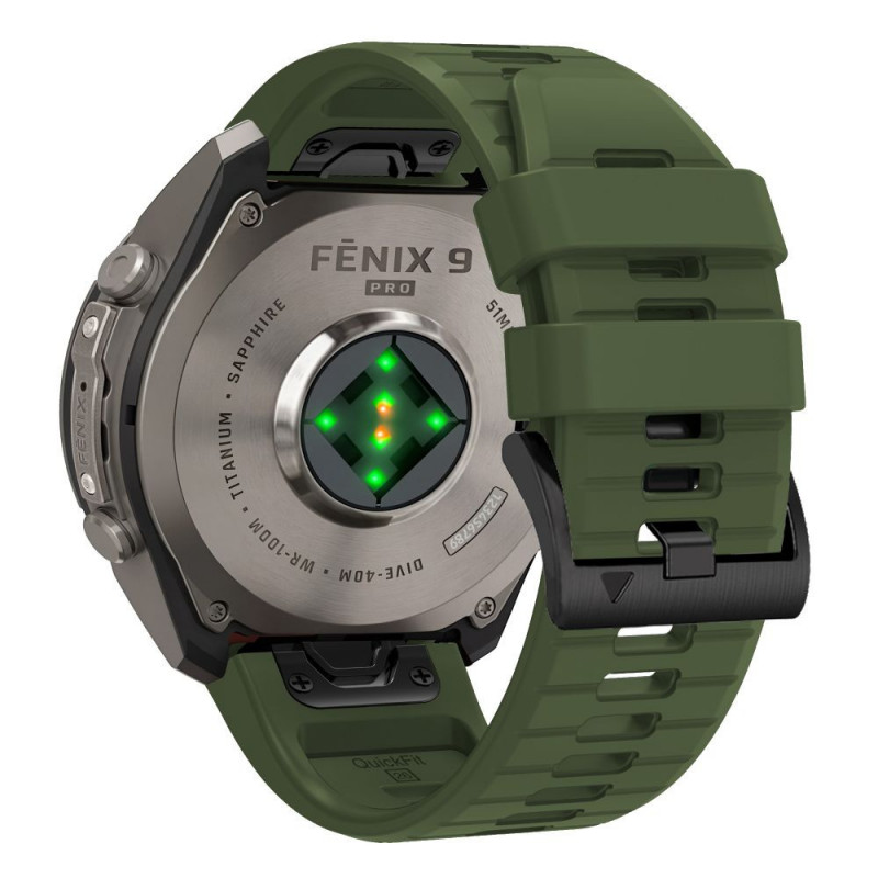 Tech-Protect Silikon-Uhrenarmband für Garmin Fenix 5 / 6 / 6 Pro / 7 / 8 / 8 Pro / E / 9 / 9 Pro 51 mm, Military Green