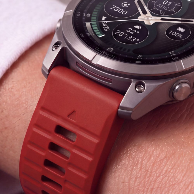 Tech-Protect Silikon-Armband für Garmin Fenix 5 / 6 / 6 Pro / 7 / 8 / 8 Pro / E / 9 / 9 Pro 51 mm, Crimson Red