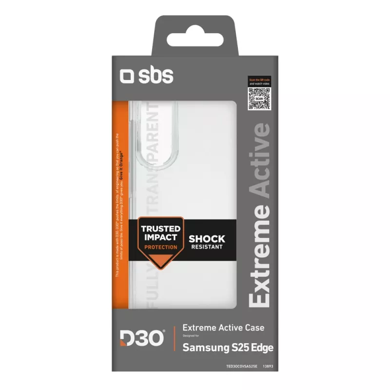 SBS D3O Hülle für Samsung Galaxy S25 Edge, transparent