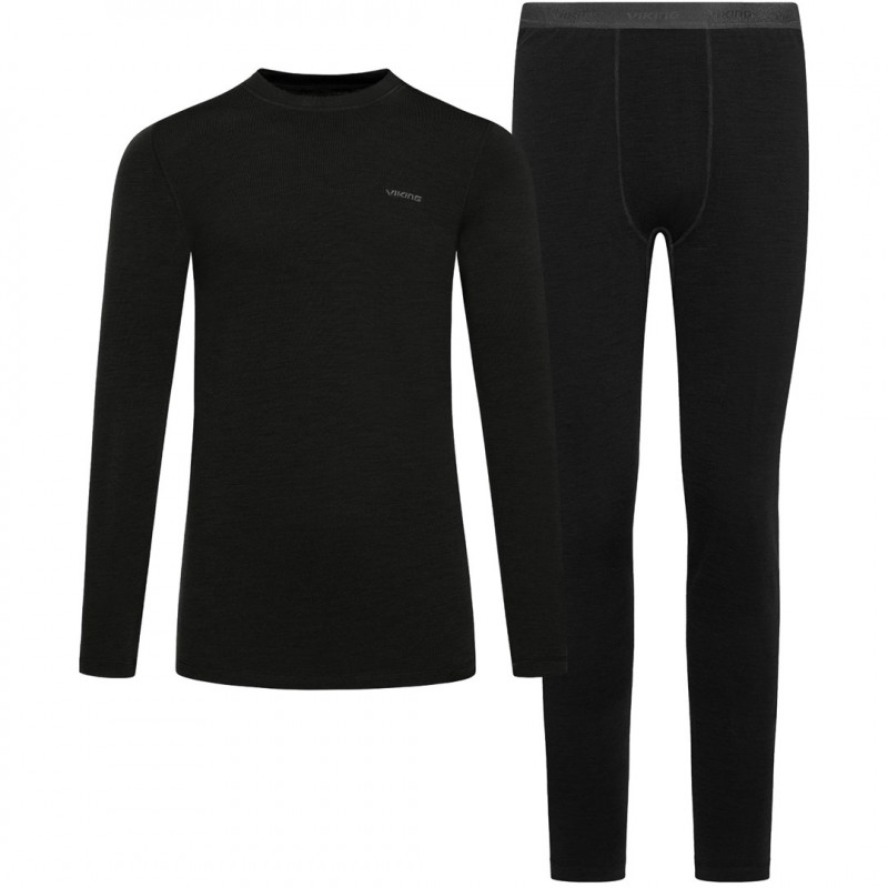 Viking Meriboo Man Set Herren-Merino-Unterwäscheset, schwarz, M
