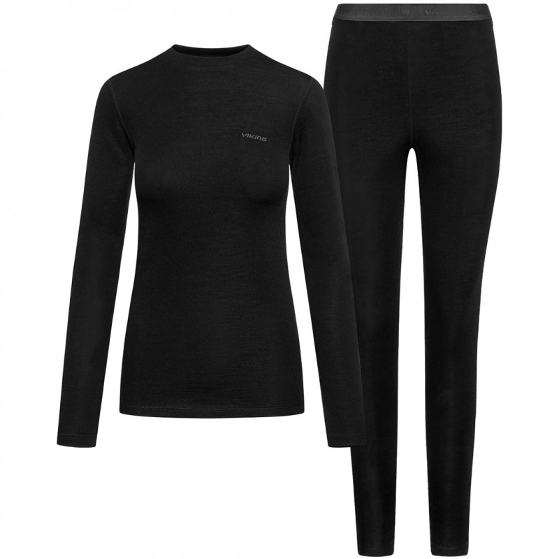 Viking Meriboo Lady Set Merino Damen-Baselayer-Set, schwarz, S