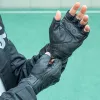 Rockbros 16220006005 Motorradhandschuhe aus Kunstleder, Größe XXL, schwarz