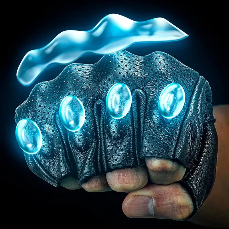 Rockbros 16220006005 Motorradhandschuhe aus Kunstleder, Größe XXL, schwarz
